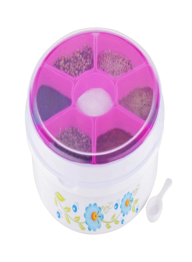 HAPPI Plastic Masala Box for Kitchen, Spice Boxes for Kitchen, Transparent Rangoli/Spice/Masala Dabba Container 7 Compartments with Spoon - Image 2